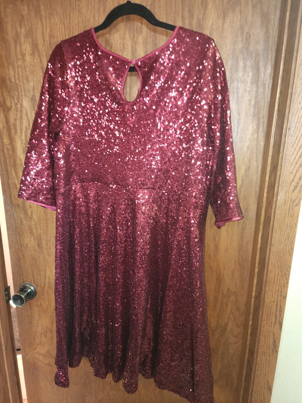 Torrid Burgundy Sequin V-Neck Party Dress - Picture 2 of 2